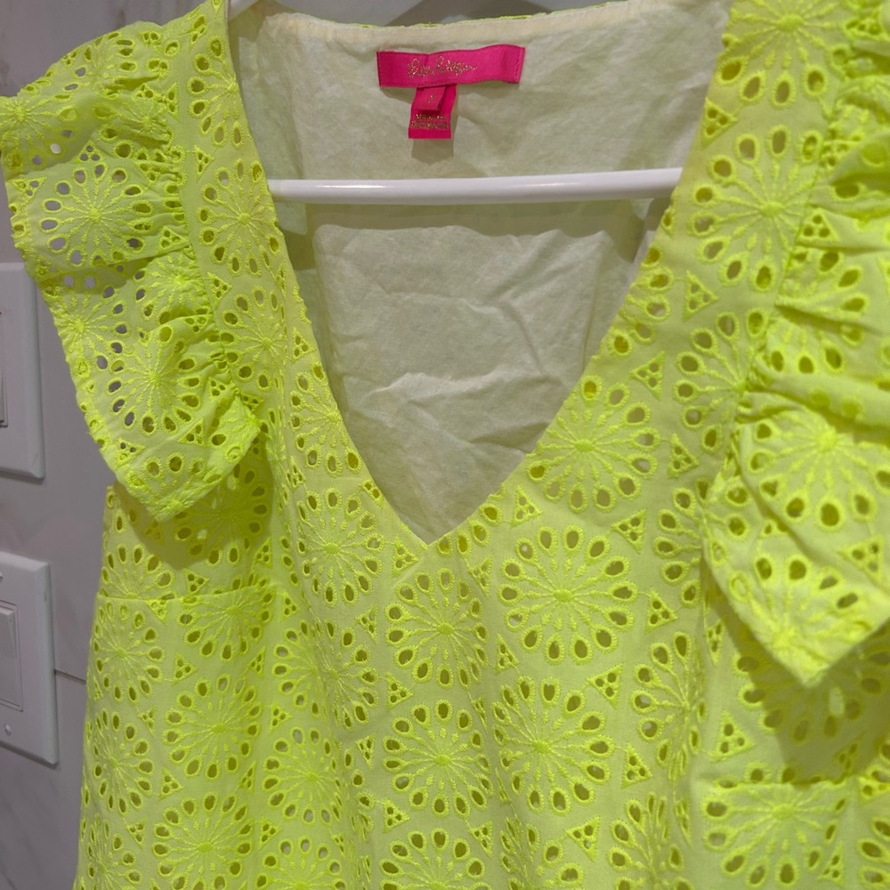 Lilly Pulitzer Neon Yellow Eyelet sleeveless shirt